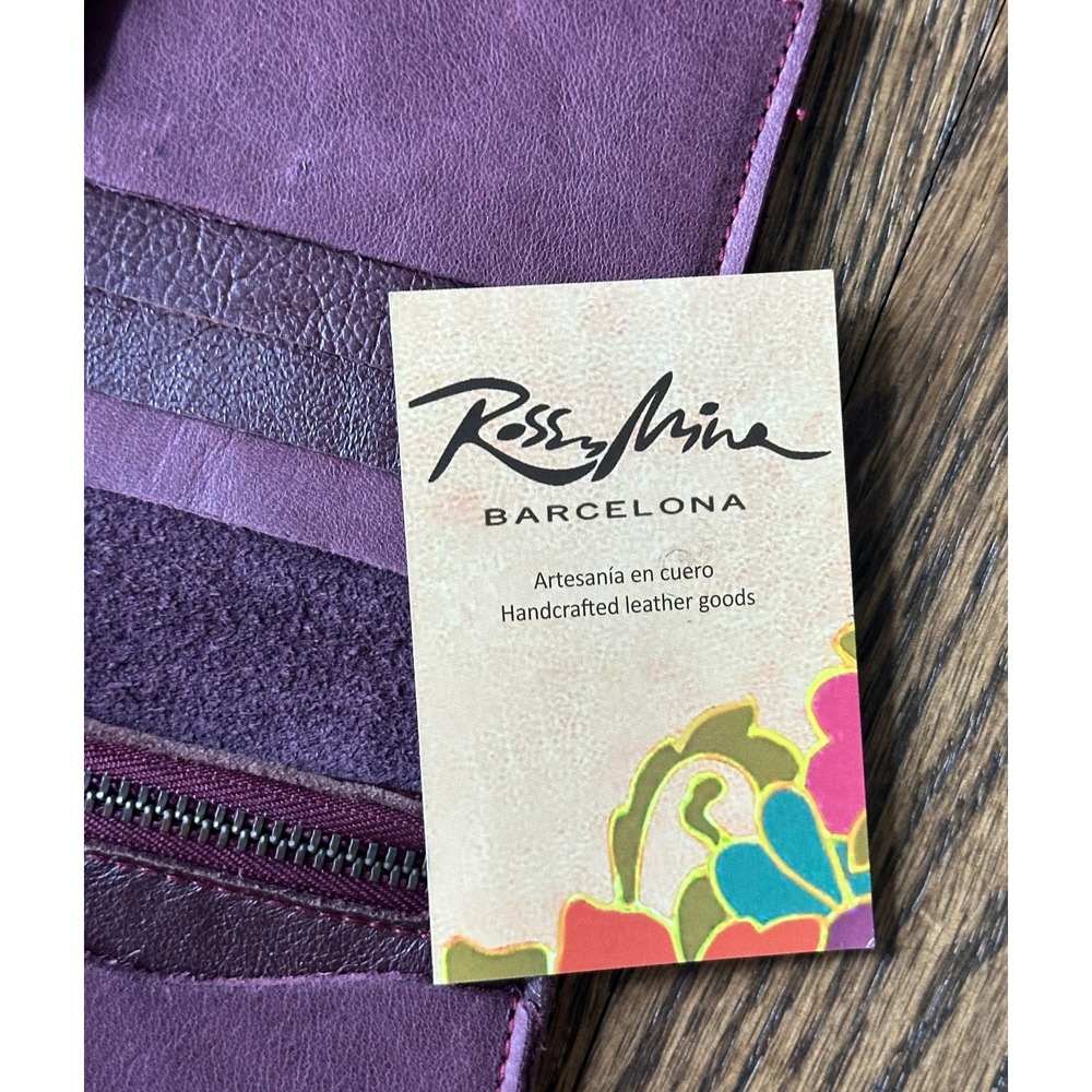 Rossy Mina Handcrafted Purple Leather Womens Wallet Barcelona Spain Snap Closure - Picture 6 of 6